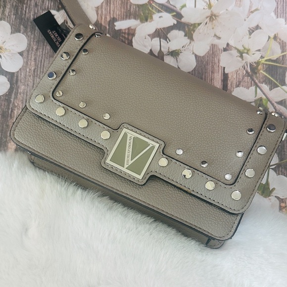 Victoria's Secret Handbags - VICTORIA'S SECRET The Victoria Micro Crossbody Bag Beige Silver Studs